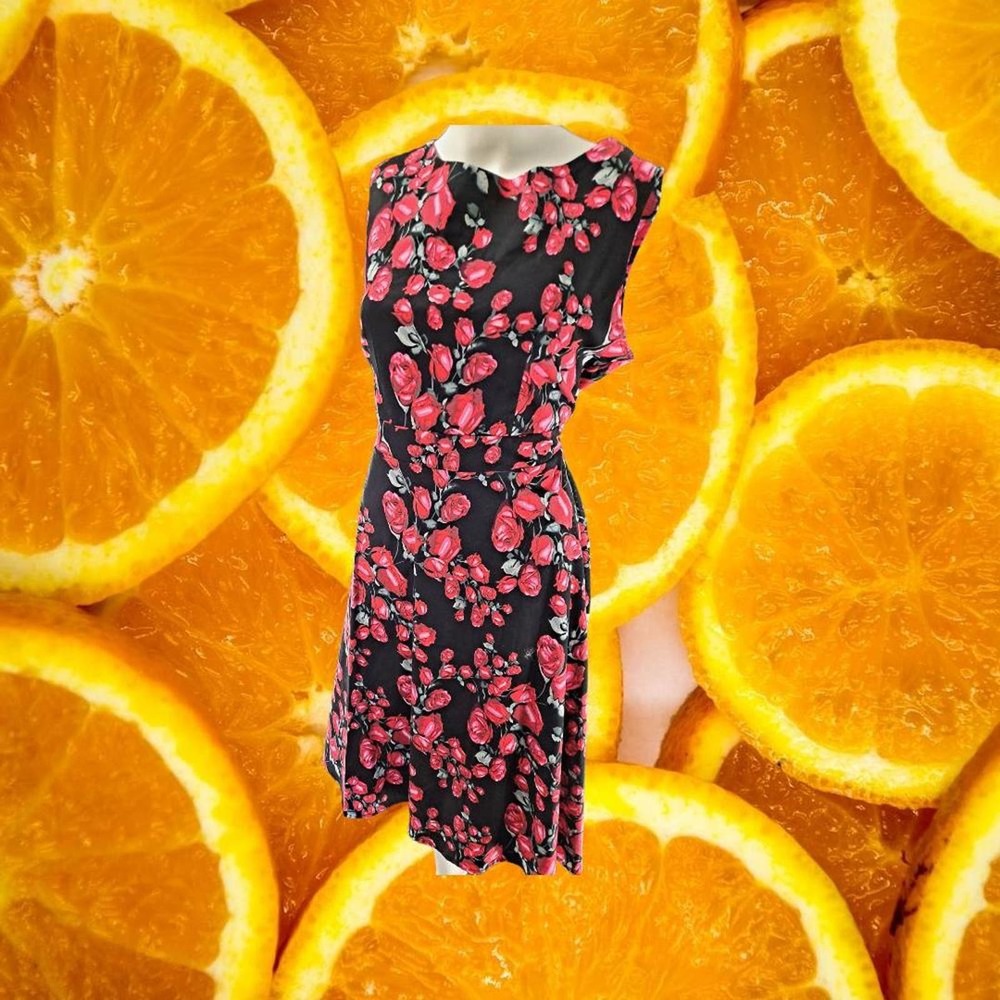 Chic.ll Red Rose Sleeveless‎ Dress Size Large